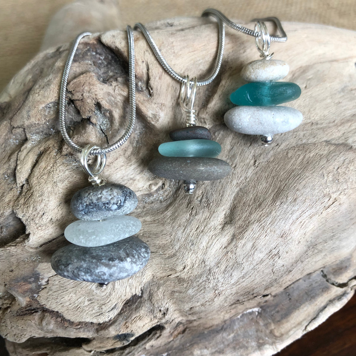 Newest Beach Stone with Cairn Pendant