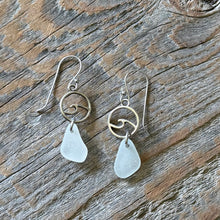 Load image into Gallery viewer, White Genuine Sea Glass Wave Earrings