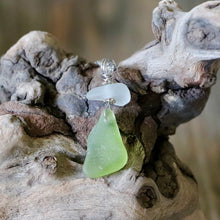 Load image into Gallery viewer, Gorgeous Citron Green And White Genuine Sea Glass Pendant