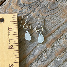 Load image into Gallery viewer, White Genuine Sea Glass Wave Earrings