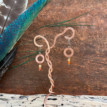 Load image into Gallery viewer, Hammered Copper Red Agate Drop Earrings