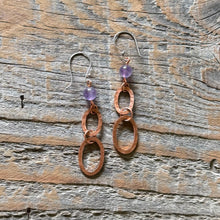 Load image into Gallery viewer, Amethyst Copper Dangle Earrings