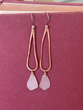 Load image into Gallery viewer, White Sea Glass and Copper Dangle Earrings