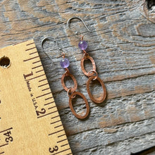 Load image into Gallery viewer, Amethyst Copper Dangle Earrings