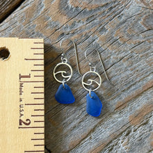 Load image into Gallery viewer, Cobalt Blue Genuine Sea Glass Wave Earrings