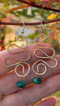 Load image into Gallery viewer, Golden Wave Wire Earrings with Serpentine Jasper