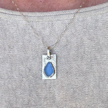 Load image into Gallery viewer, Cornflower Blue Sea Glass Silver Reticulated Pendant Necklace