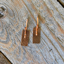 Load image into Gallery viewer, Mixed Metal Hammered Copper Bar Earrings with Twisted Detail