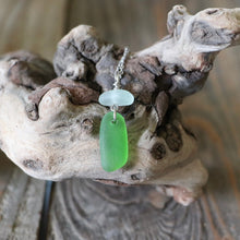 Load image into Gallery viewer, Beautiful Kelly Green And White Genuine Sea Glass Pendant