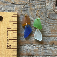 Load image into Gallery viewer, Cobalt Blue, White, Brown and Green Genuine Sea Glass Earrings