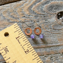 Load image into Gallery viewer, Hammered Copper Amethyst Drop Earrings