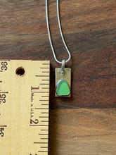 Load image into Gallery viewer, Seafoam Green Sea Glass Silver Reticulated Pendant Necklace
