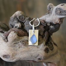 Load image into Gallery viewer, Cornflower Blue Sea Glass Silver Reticulated Pendant Necklace
