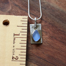 Load image into Gallery viewer, Cornflower Blue Sea Glass Silver Reticulated Pendant Necklace