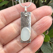 Load image into Gallery viewer, White Sea Glass Silver Reticulated Pendant Necklace