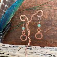 Load image into Gallery viewer, Green Aventurine Copper Dangle Earrings