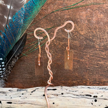 Load image into Gallery viewer, Mixed Metal Hammered Copper Bar Earrings with Twisted Detail