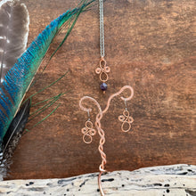 Load image into Gallery viewer, Copper Scroll Jewelry Set – Earrings & Amethyst Necklace