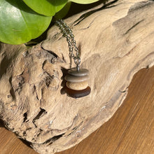 Load image into Gallery viewer, Stacked Natural Beach Stone and Sea Glass Cairn Necklace
