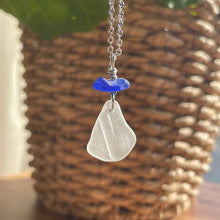 Load image into Gallery viewer, Rare Patterned Cobalt Blue Genuine Sea Glass Necklace