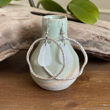 Load image into Gallery viewer, White Genuine Sea Glass Hoop Earrings