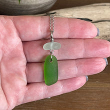 Load image into Gallery viewer, Beautiful Kelly Green And White Genuine Sea Glass Pendant