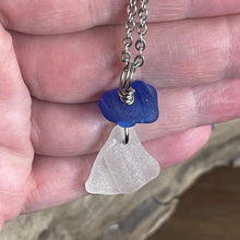 Load image into Gallery viewer, Rare Patterned Cobalt Blue Genuine Sea Glass Necklace