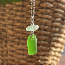 Load image into Gallery viewer, Beautiful Kelly Green And White Genuine Sea Glass Pendant