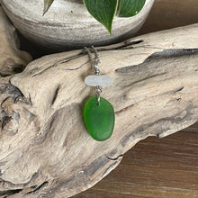 Load image into Gallery viewer, Emerald Green And White Stacked Genuine Sea Glass Pendant
