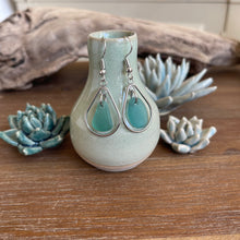 Load image into Gallery viewer, Rare Turquoise Genuine Sea Glass Hoop Earrings