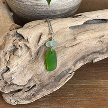 Load image into Gallery viewer, Beautiful Kelly Green And White Genuine Sea Glass Pendant