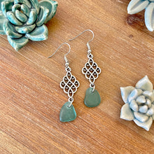 Load image into Gallery viewer, Long Dangle Rare Teal Genuine Sea Glass Earrings