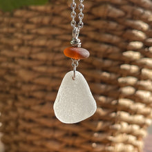 Load image into Gallery viewer, White and Brown Genuine Sea Glass Necklace