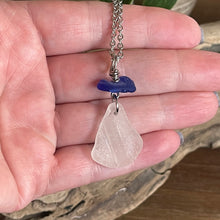 Load image into Gallery viewer, Rare Patterned Cobalt Blue Genuine Sea Glass Necklace
