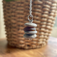 Load image into Gallery viewer, Stacked Natural Beach Stone and Sea Glass Cairn Necklace