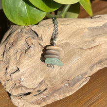 Load image into Gallery viewer, Stacked Natural Beach Stone and Sea Glass Cairn Necklace