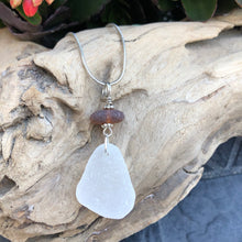 Load image into Gallery viewer, White and Brown Genuine Sea Glass Necklace