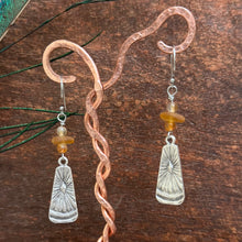 Load image into Gallery viewer, Golden Honey Sea Glass Dangle Earrings
