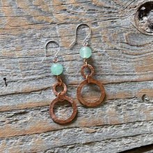 Load image into Gallery viewer, Green Aventurine Copper Dangle Earrings
