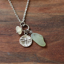 Load image into Gallery viewer, Dragonfly Charm Necklace with Sea Glass
