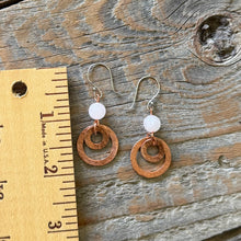 Load image into Gallery viewer, Rose Quartz Copper Dangle Earrings
