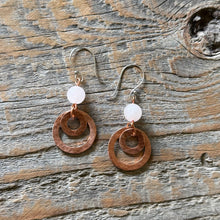 Load image into Gallery viewer, Rose Quartz Copper Dangle Earrings
