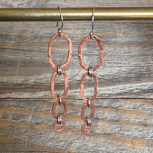 Load image into Gallery viewer, Mixed Metal Hammered Copper Circle Dangle Earrings-Quad
