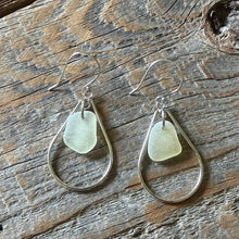 Load image into Gallery viewer, Rare Yellow Genuine Sea Glass Hoop Earrings
