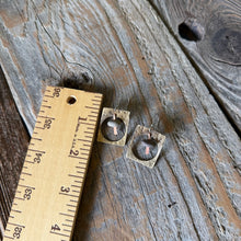 Load image into Gallery viewer, Beach Stone and Hand Forged Metal Frame Earrings
