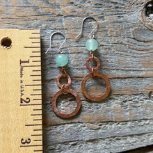 Load image into Gallery viewer, Green Aventurine Copper Dangle Earrings
