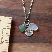 Load image into Gallery viewer, Dragonfly Charm Necklace with Sea Glass
