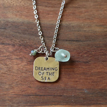 Load image into Gallery viewer, “Dreaming of the Sea” Charm Necklace with Pastel Sea Glass
