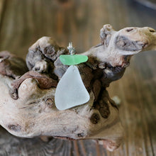 Load image into Gallery viewer, Gorgeous Vibrant Seafoam Green And White Genuine Sea Glass Pendant
