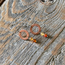 Load image into Gallery viewer, Hammered Copper Red Agate Drop Earrings
